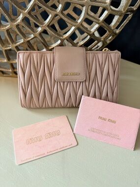 Miu Miu Matelassé Wallet Cammeo Pink 5ML015 with Authenticity Card